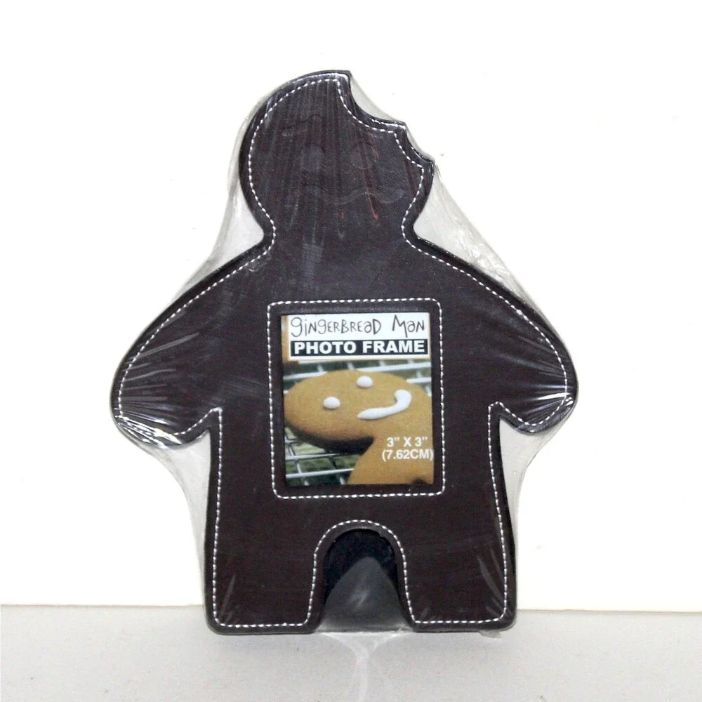 Gingerbread Man Photo Frame brown faux leather NEW Greenbrier